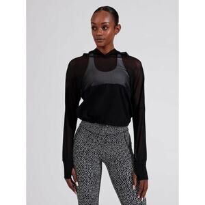 BuffBunny Escandala Hooded Mesh Long Sleeve Pullover in Black Size Small